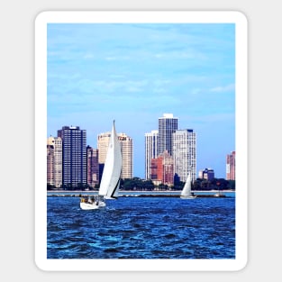 Chicago IL - Two Sailboat Against Chicago Skyline Sticker